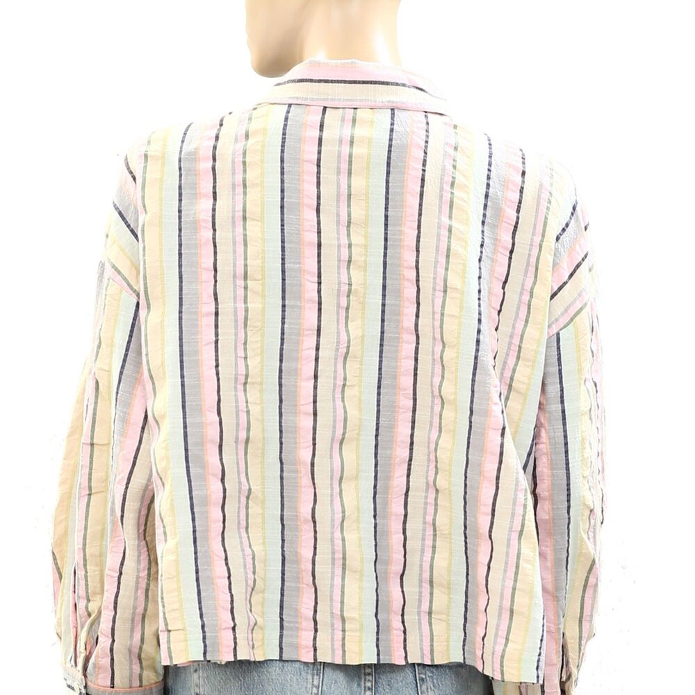 Kerri Rosenthal Striped Shirt Blouse Top Buttondown Printed Collared L 272897 - Picture 4 of 4